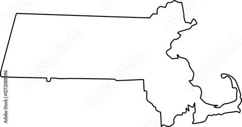 Massachusetts Outline Map Icon Design