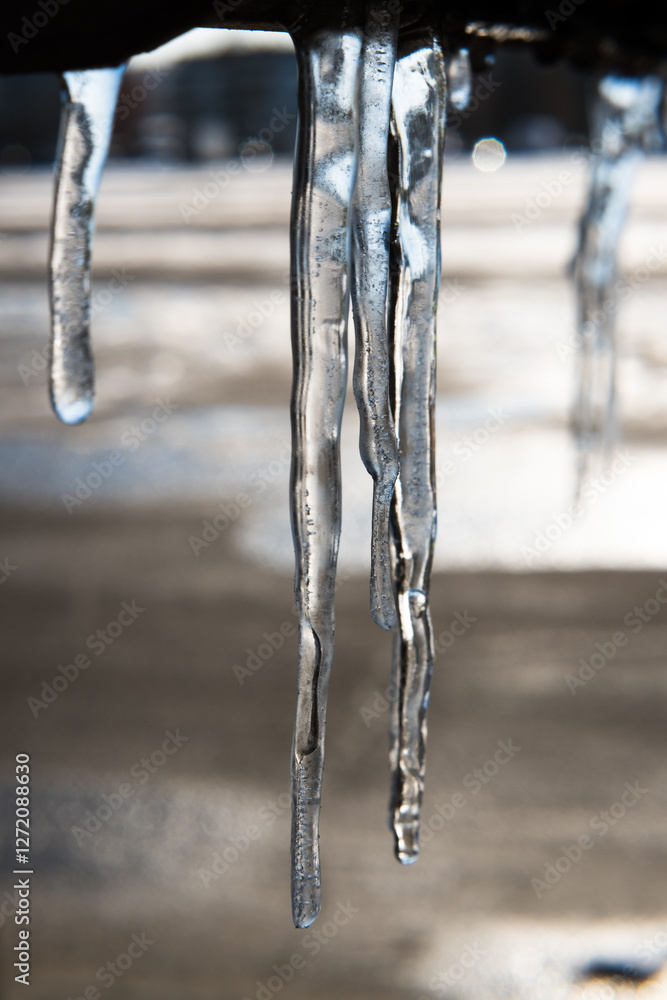Melting ice, icicles, approaching thaw.