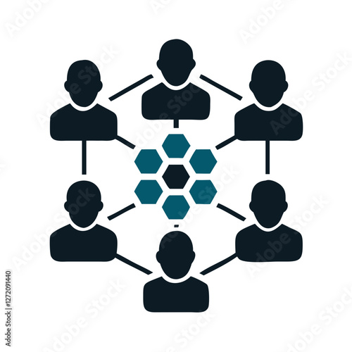 Vector art of teamwork and networking concept with connected people, isolated on white background