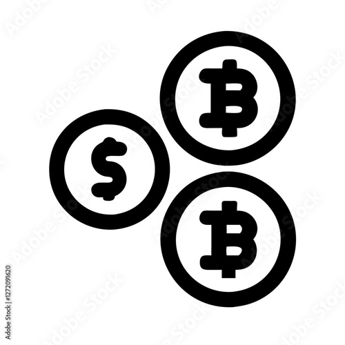 Vector art of dollar and bitcoin cryptocurrency coins isolated on white background representing digital finance and decentralized electronic cash