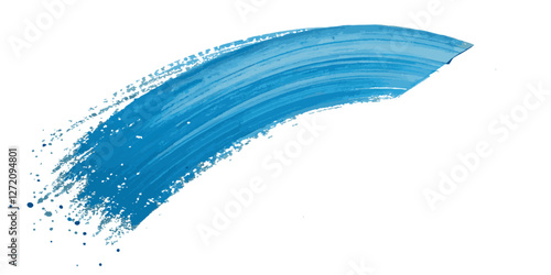 Abstract blue paint brush stoke painting surface texture isolated white background.