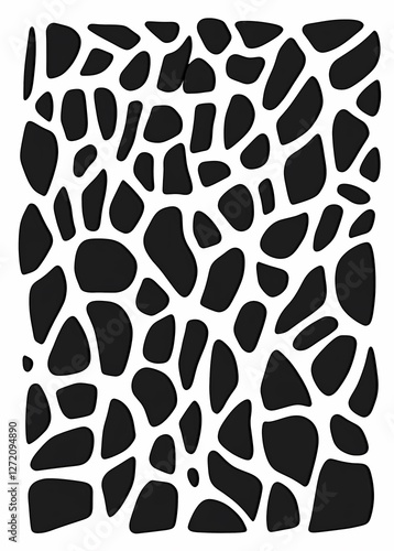 Abstract Stone Wall Laser-Cut Stencil Design in Black and White


