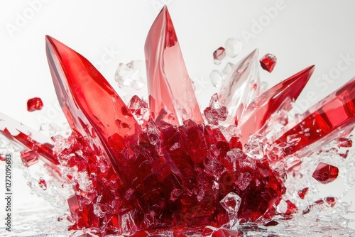 Crimson explosion of vibrant colors set against minimalist backdrop for dynamic graphic design projects and creative inspiration