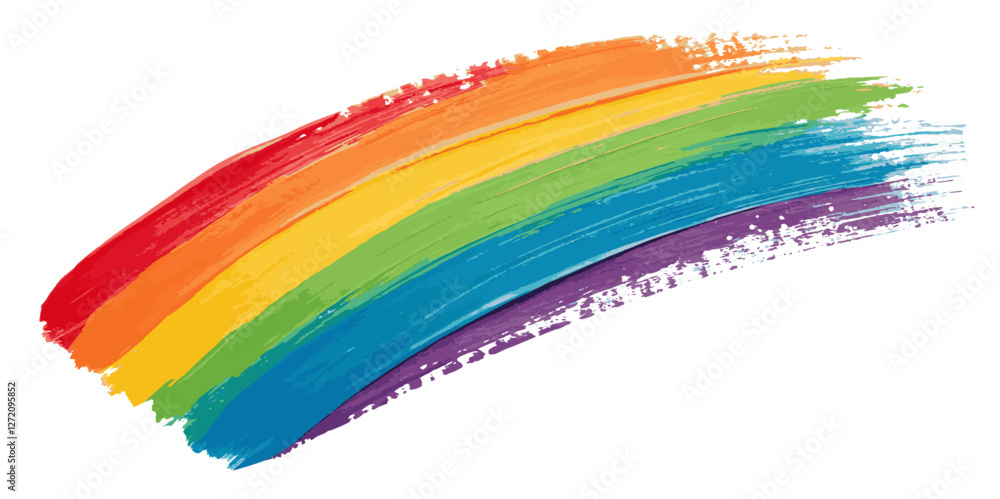 Obraz premium Abstract vibrant rainbow color brush stoke paint surface texture white background.