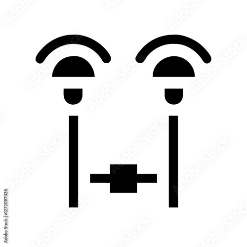 Vector art of stylized face with tearlike lines, isolated on white background, conveying sadness, grief, or emotional distress