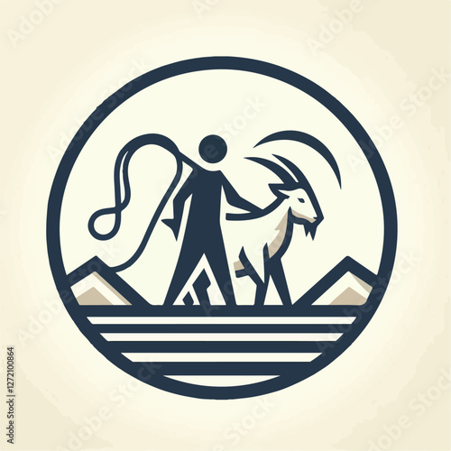 goat herder vector illustration