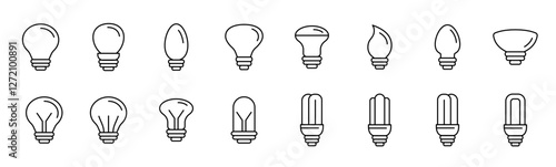 Collection of lamp icon set. with line style. lamp icon set for app and website. Vector Illustration