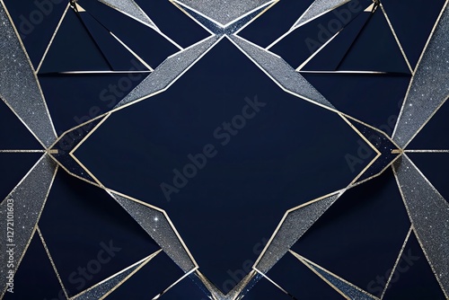 Elegant Geometric Background with Silver Accents on Navy Blue for Luxury Celebrations and Invitations