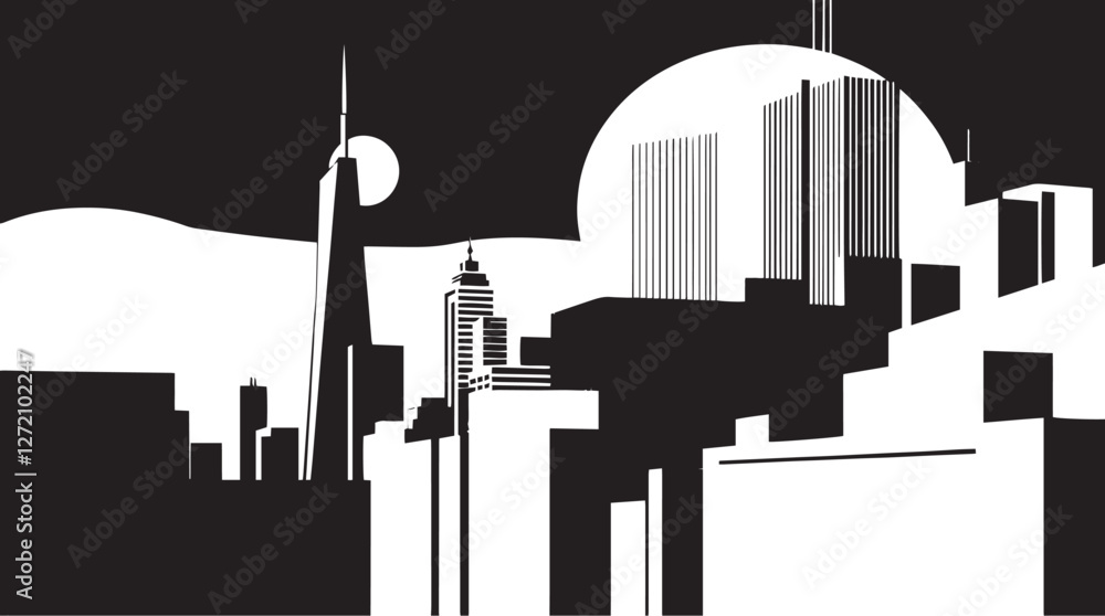 Obraz premium City landscape. Different buildings on street, outline cityscape hand sketch, flat houses. Hand drawn vector illustration