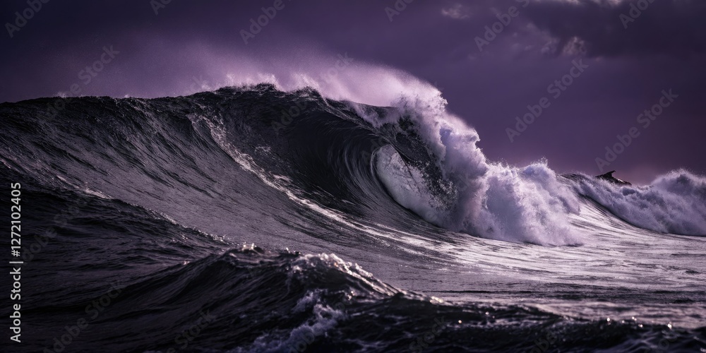 Fototapeta premium Dark purple and black wave background with a sense of depth, cinematic, intense, background