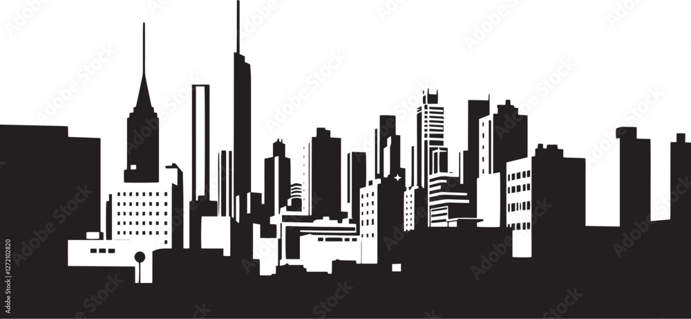 Obraz premium City landscape. Different buildings on street, outline cityscape hand sketch, flat houses. Hand drawn vector illustration