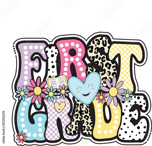 School grade Pre-k kinder garten Back to school EPS Vector, First day of school EPS Vector, first second third fourth grade EPS Vector, retro vintage EPS Vector, dalmatian EPS Vector