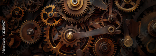 Wallpaper Mural Intricate arrangement of brass gears showcasing mechanical artistry in a close-up view. Torontodigital.ca