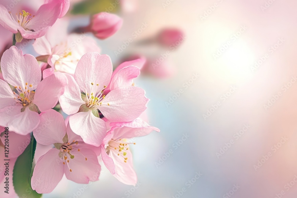 Delicate Pink Cherry Blossom Flowers with Soft Background Glow Delicate Pink Cherry Blossom Flowers with Soft Background Glow