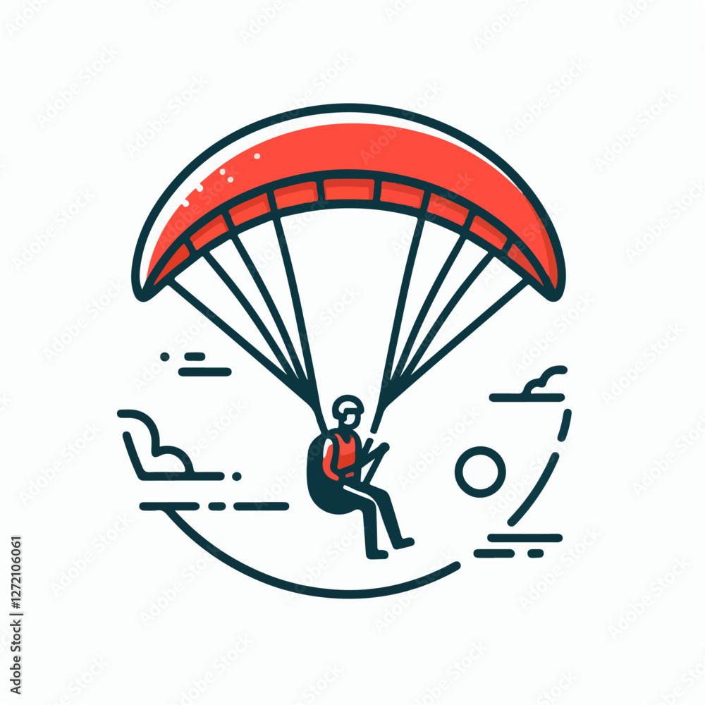 Fototapeta premium vector illustration of a person riding a paraglider