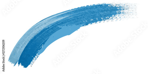 Abstract blue paint brush stoke painting surface texture isolated white background.
