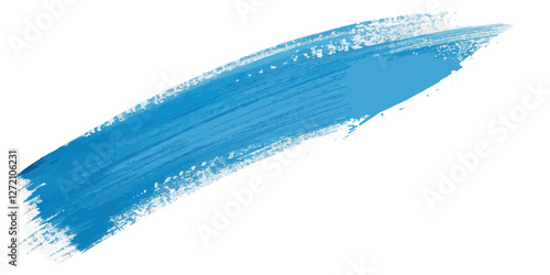Abstract blue paint brush stoke  surface texture white background.