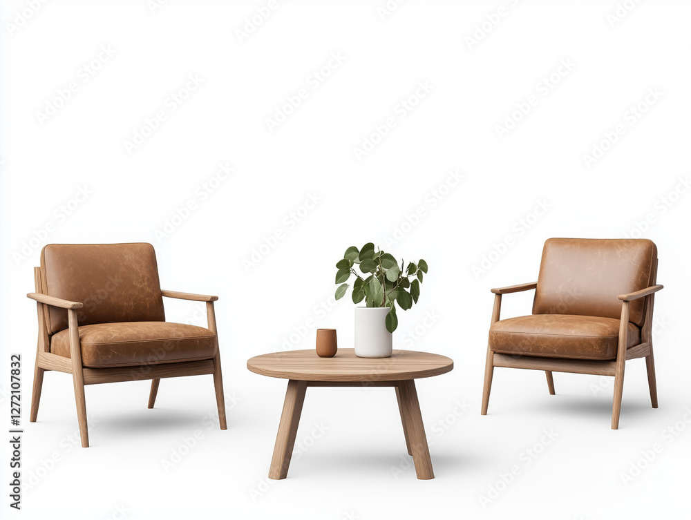 Obraz premium Contemporary Collection of Cutout Elements Featuring Stylish Brown Furniture Designs