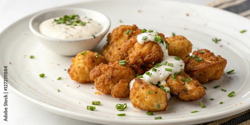 Crispy Fried Cauliflower Bites with Ranch Dressing, ranch dressing, cauliflower, healthy Crispy Fried Cauliflower Bites with Ranch Dressing, ranch dressing, cauliflower, healthy
