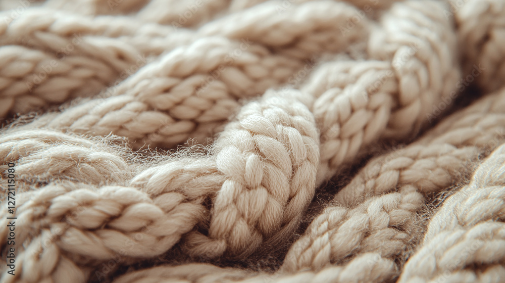 Close-up of beige knitted carpet texture, soft chunky woven material for home decor, rugs, or craft projects. Close-up of beige knitted carpet texture, soft chunky woven material for home decor, rugs, or craft projects.
