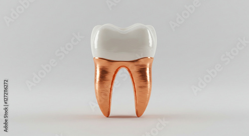 Artistic molar tooth rooth covered in copper photo