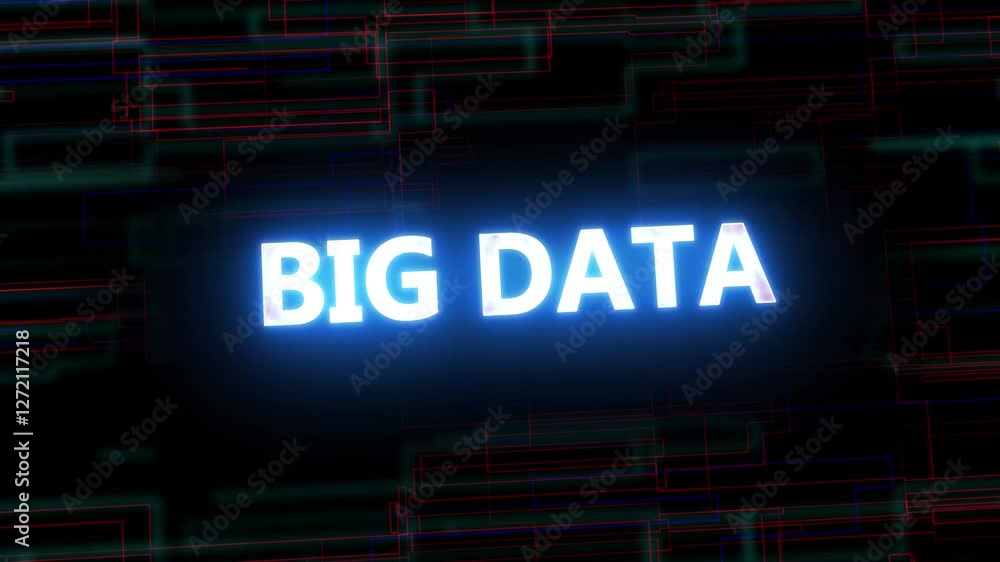 Big data text animation. Cyber Security Concept. Cyber Security on Technology Screen Background Big data text animation. Cyber Security Concept. Cyber Security on Technology Screen Background