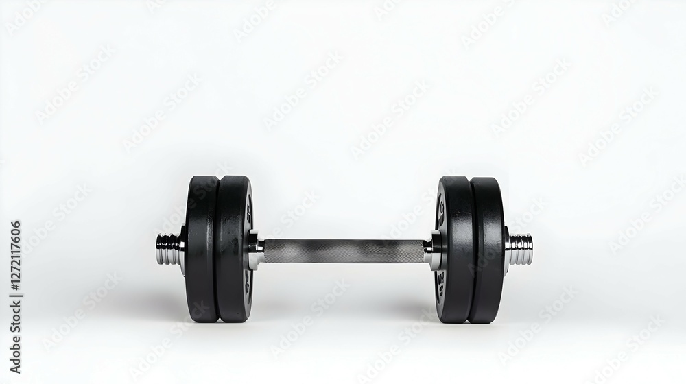 Naklejka premium Black Dumbbell on White Background