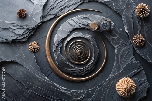 Enchanting Slate Background with Spiraled Designs and Timeless Quality