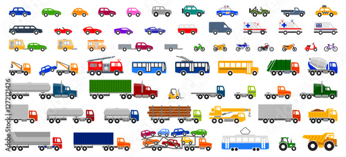 Wallpaper Mural large collection set of simple vehicle colored silhouette side view icon symbol vector on transparent background Torontodigital.ca