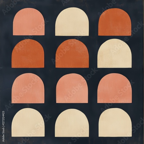 Geometric Semi-Circular Arrangement in Three Earth Tones