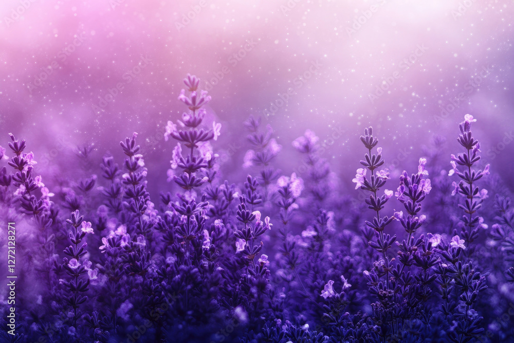 Enchanting lavender field bathed in soft sunlight, creating a dreamy, ethereal atmosphere. Enchanting lavender field bathed in soft sunlight, creating a dreamy, ethereal atmosphere.