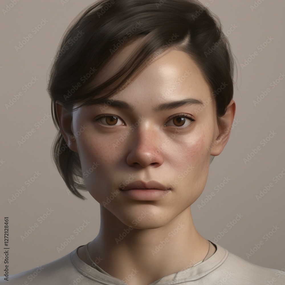 A highly detailed, hyper-realistic close-up portrait of an AI-generated human face. This digital artwork features lifelike skin textures, expressive eyes, and natural lighting. A highly detailed, hyper-realistic close-up portrait of an AI-generated human face. This digital artwork features lifelike skin textures, expressive eyes, and natural lighting.