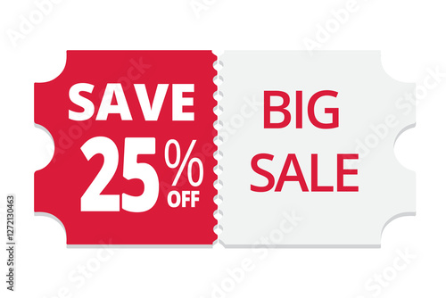 sales coupon save 25% off sales marketing red white