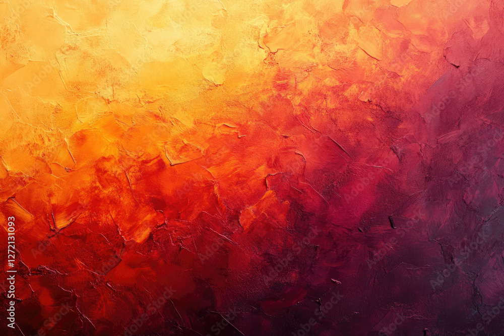 Abstract painting with textured gradient transitioning from vibrant orange to deep burgundy. Abstract painting with textured gradient transitioning from vibrant orange to deep burgundy.