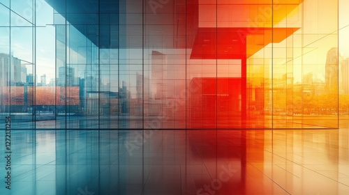 Modern Urban Architecture with Colorful Glass Facades and Reflections