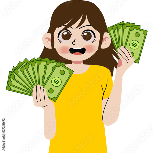 Girl holding money