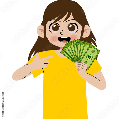 Girl with money