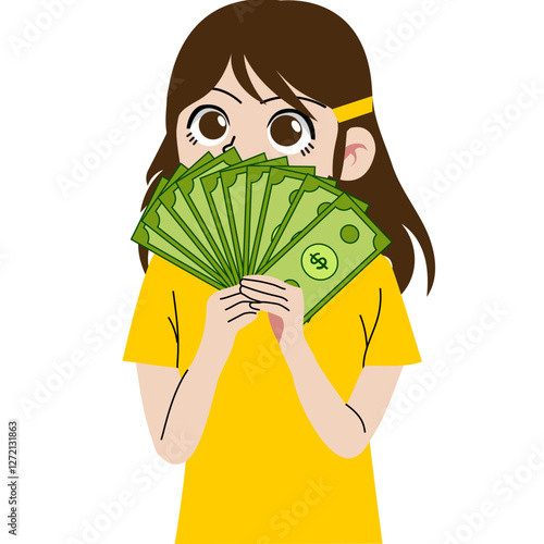 Girl holding money 
