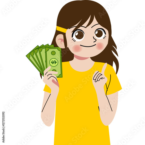 Girl holding money