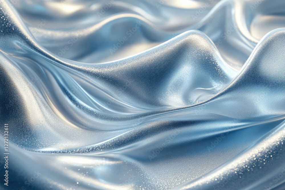 Obraz premium Abstract image of flowing, shimmering, light blue fabric with a subtle sparkle.