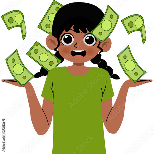 Girl  with money