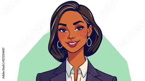 Portrait of a confident businesswoman smiling with a professional outfit on a colorful background