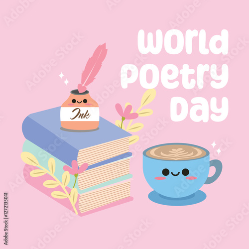 World Poetry Day vector design for celebration. Suitable for background, template, social media, poster, flyer design, flat illustration, banner, etc