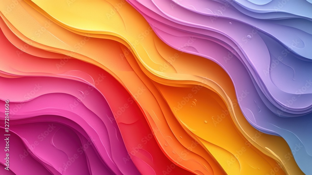 Fototapeta premium Colorful Waves of Fluid Abstract Shapes in Gradients of Bright Tones