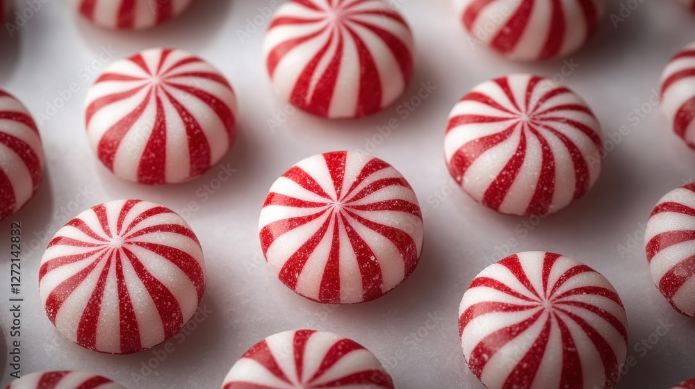 Fototapeta premium peppermint candies with red and white swirl isolated