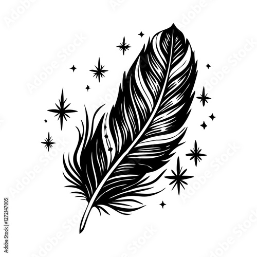 A glyph illustration of vintage feather