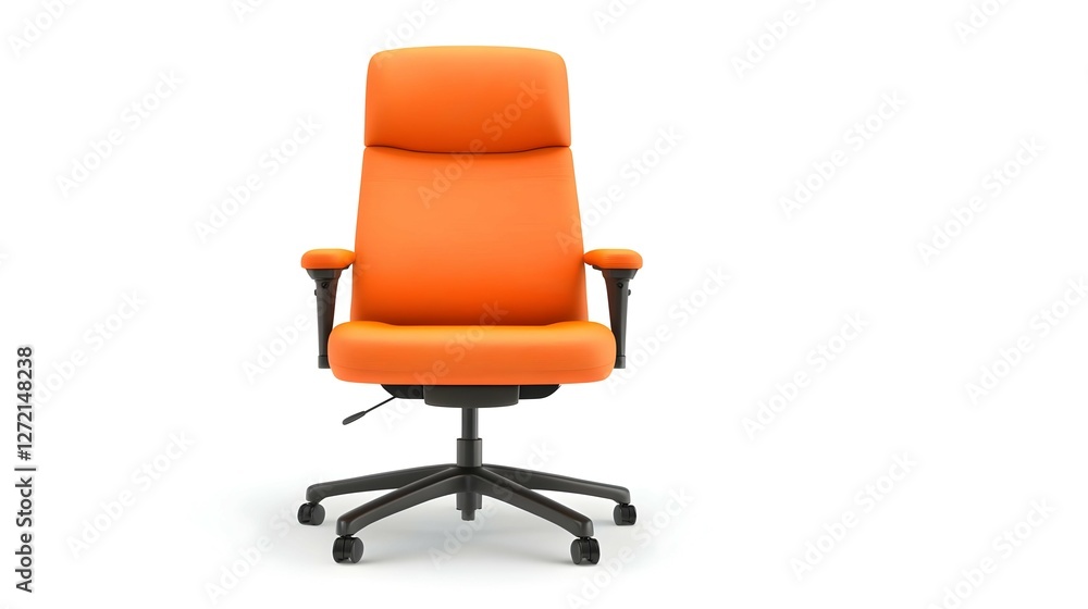 Obraz premium Orange High-Back Swivel Office Chair on White Background