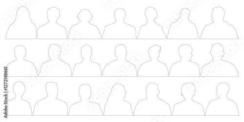 Contour of group people in auditorium. Vector illustration
