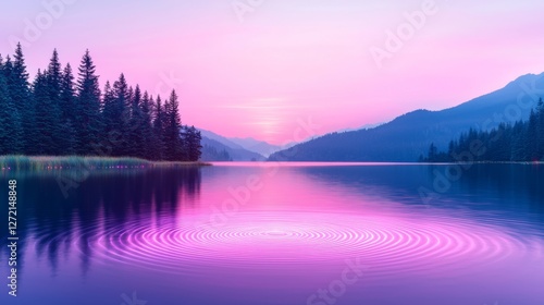 Wallpaper Mural Tranquil Pink Sunset Over Serene Mountain Lake with Rippling Water Reflection Torontodigital.ca
