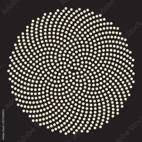  dot pattern following Fermat  spiral   as metaphor for the harmony between randomness and order 
